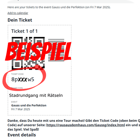 Beispielbild für den Ticket-Code auf dem Ticket
